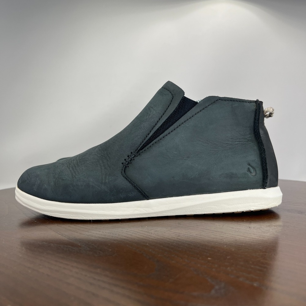 Olukai Hawai'iloa Manu Hope Boots Women's 8 Black Leather Pull On Bootie Sneaker
